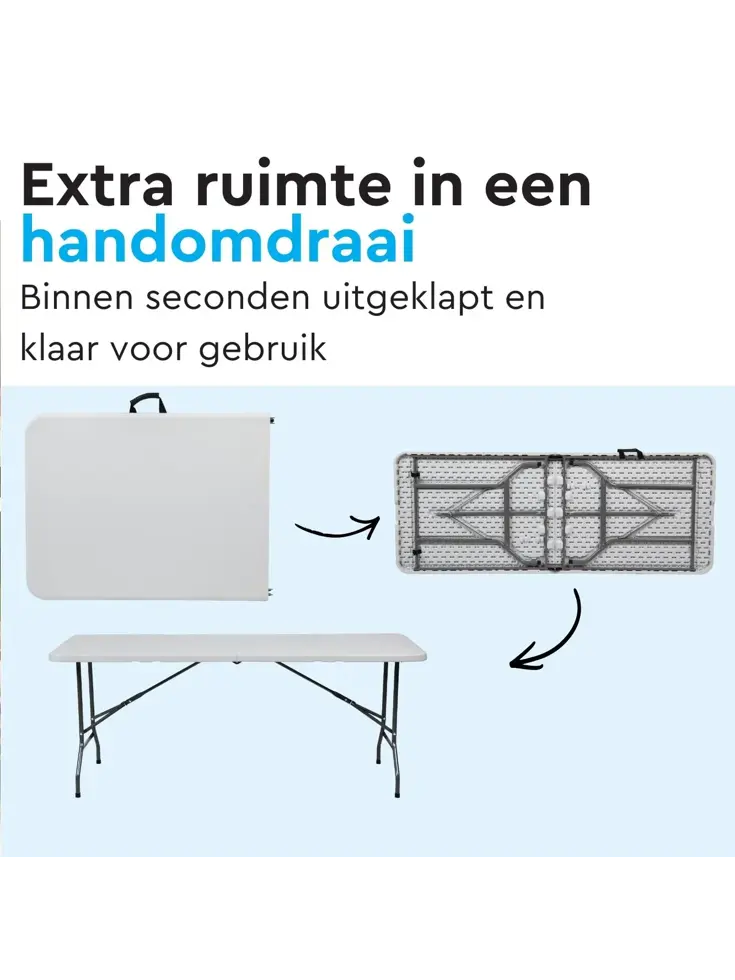 Campingtafel - inklapbare tafel - 180x70x74cm
