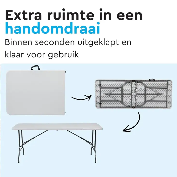 BRASQ Inklapbare Vouwtafel - 180x70x74cm