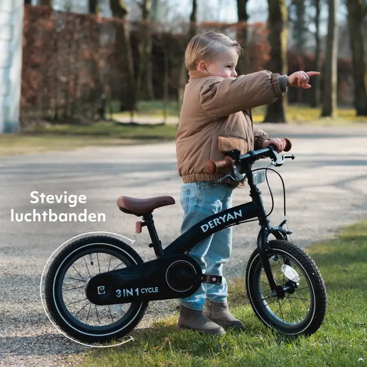Luxe Kinderfiets 14 inch - 3 in 1 - Loopfiets