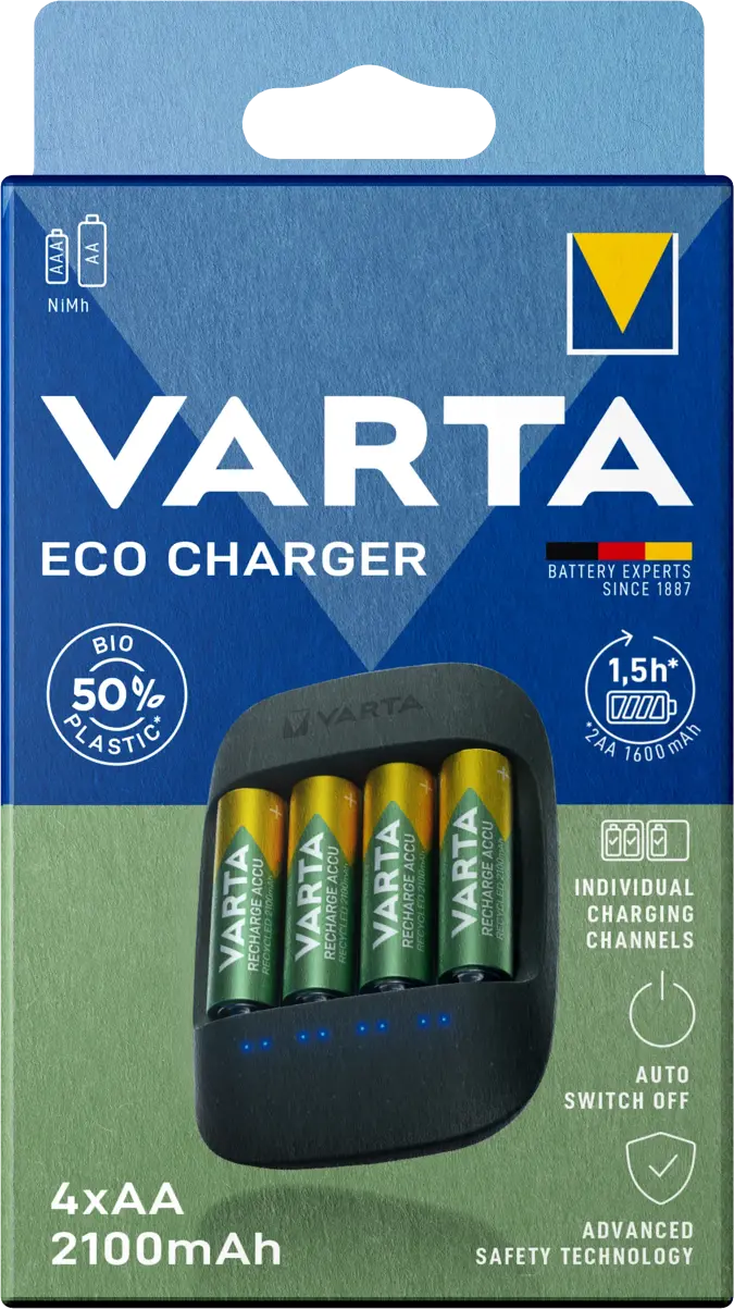 Eco Charger Pro Recycled - Batterijoplader - Varta

