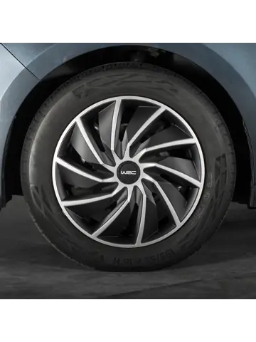 WRC Wieldoppen 15" - zilver/zwart 4 stuks