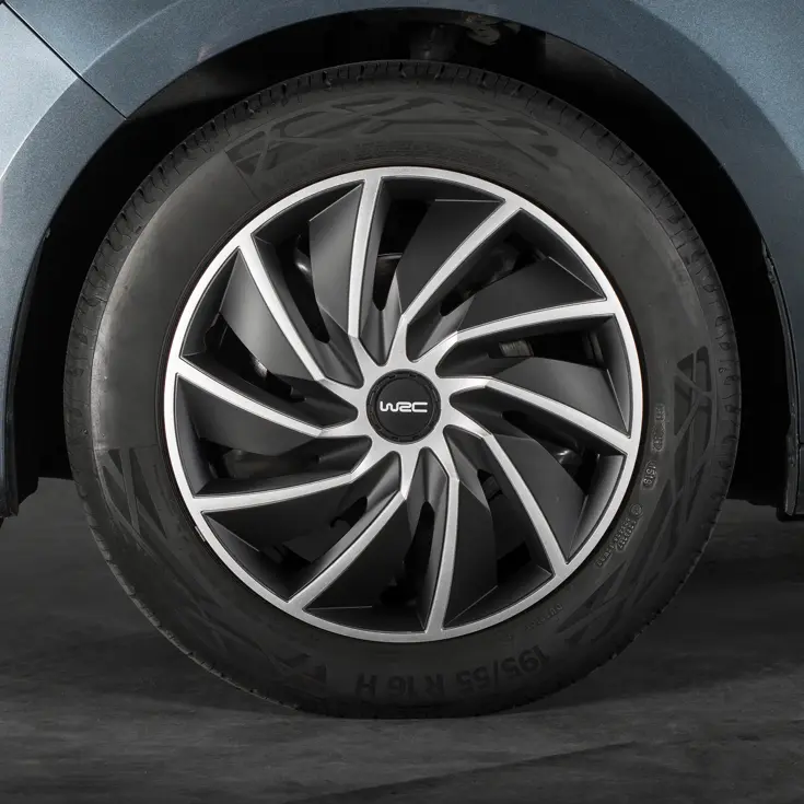 WRC Wieldoppen 15" - zilver/zwart 4 stuks