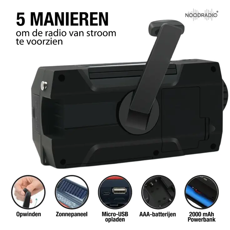 Noodradio® Solar Opwindbaar Met Batterijen