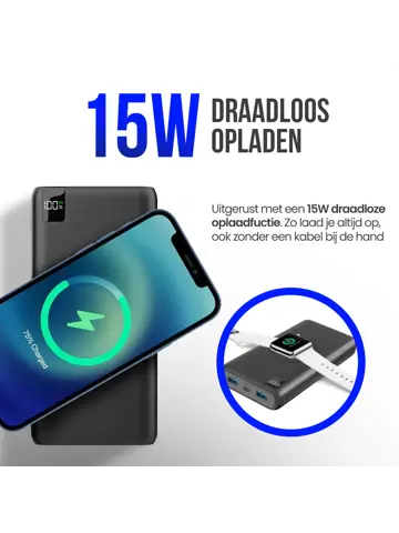 Powerbank met Draadloze Qi Lader