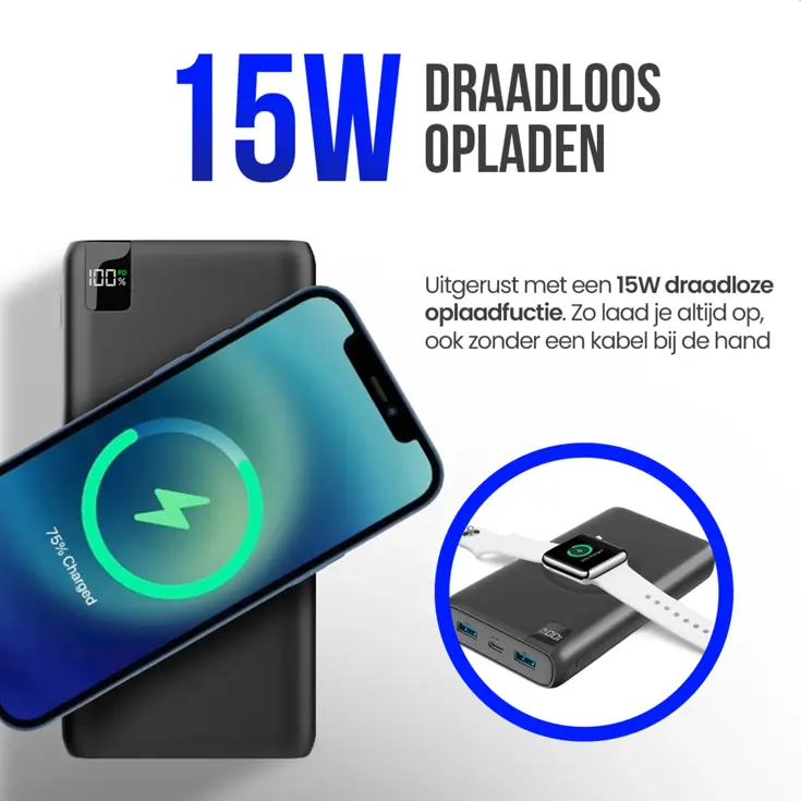 Powerbank met Draadloze Qi Lader