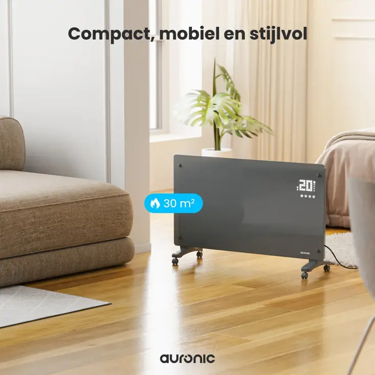 Paneelverwarming – 2500W – Glazen kachel