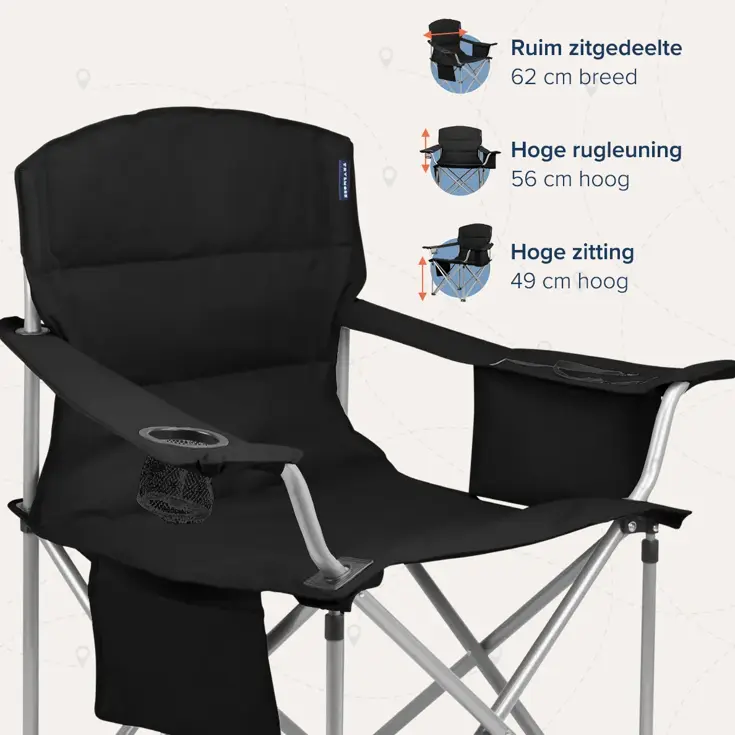 Campingstoel XL – Zwart