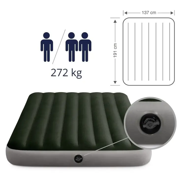 Luchtbed - Intex Downy - 2P - 137x191 + Pomp