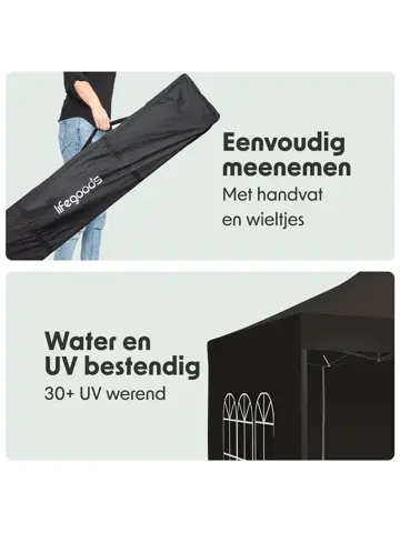 Partytent met Zijwanden – 3x3 m – Antraciet