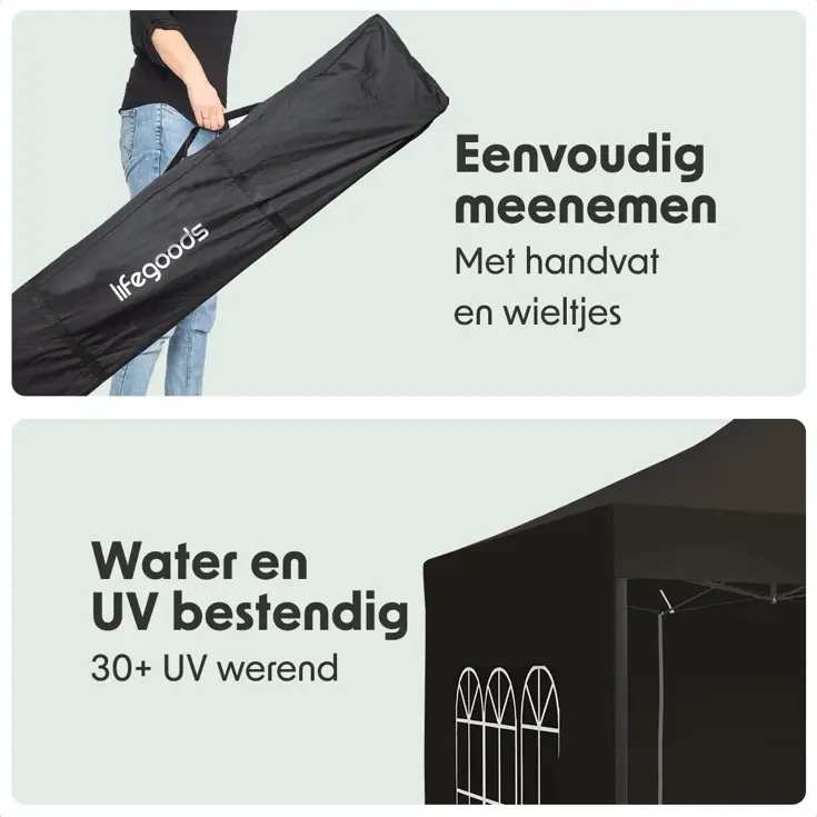 Partytent met Zijwanden – 3x3 m – Antraciet
