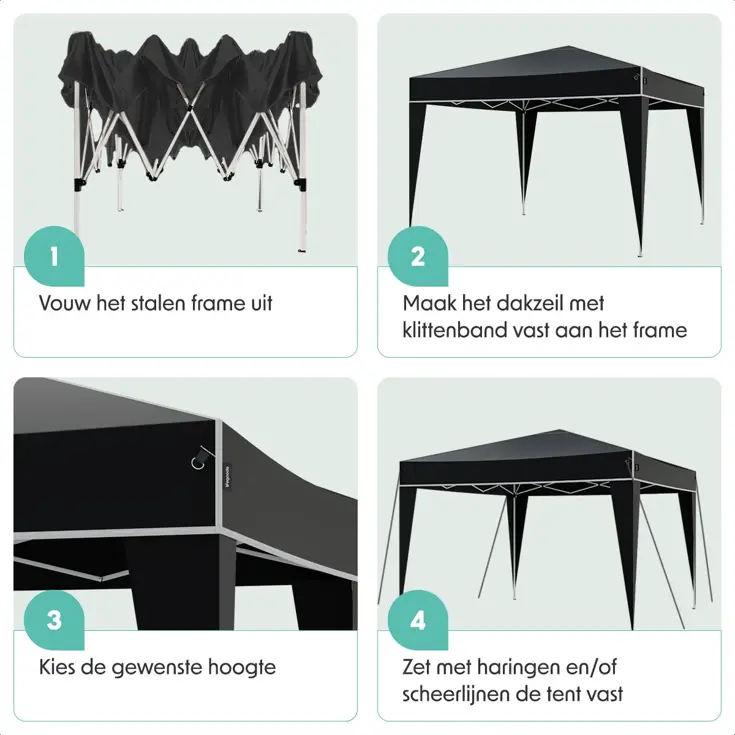 Partytent Plus – 3x3 m – Zwart