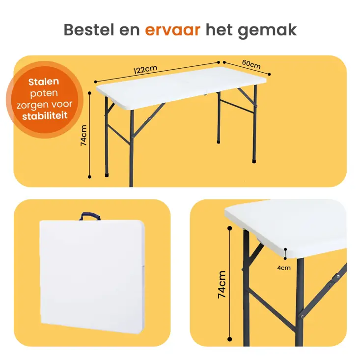 Inklapbare Tafel - Weerbestendig - 122x60x74cm