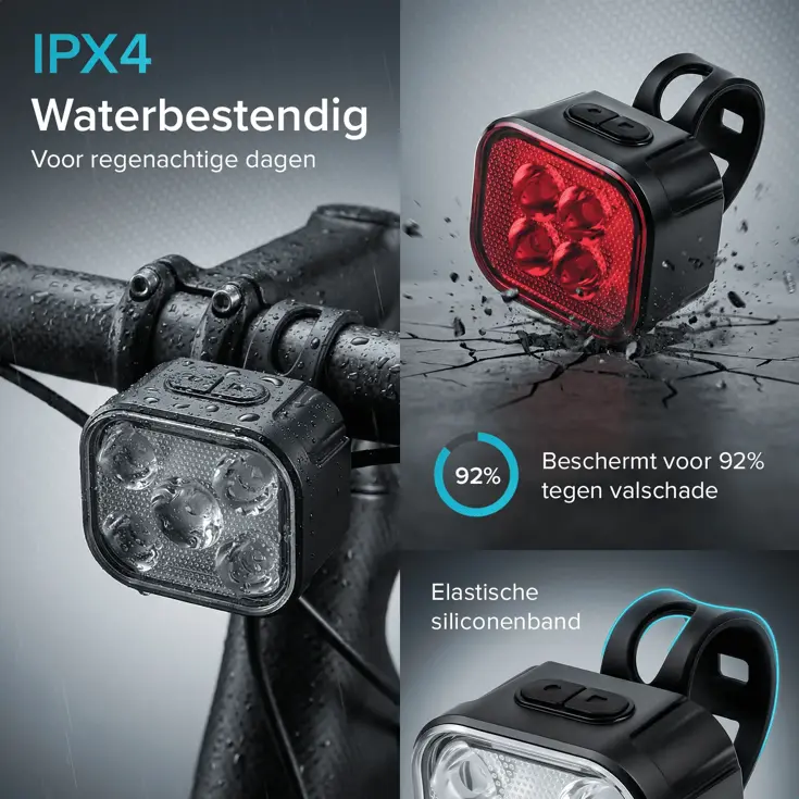 4x Fietslampjes - LED Achterlicht en Voorlicht