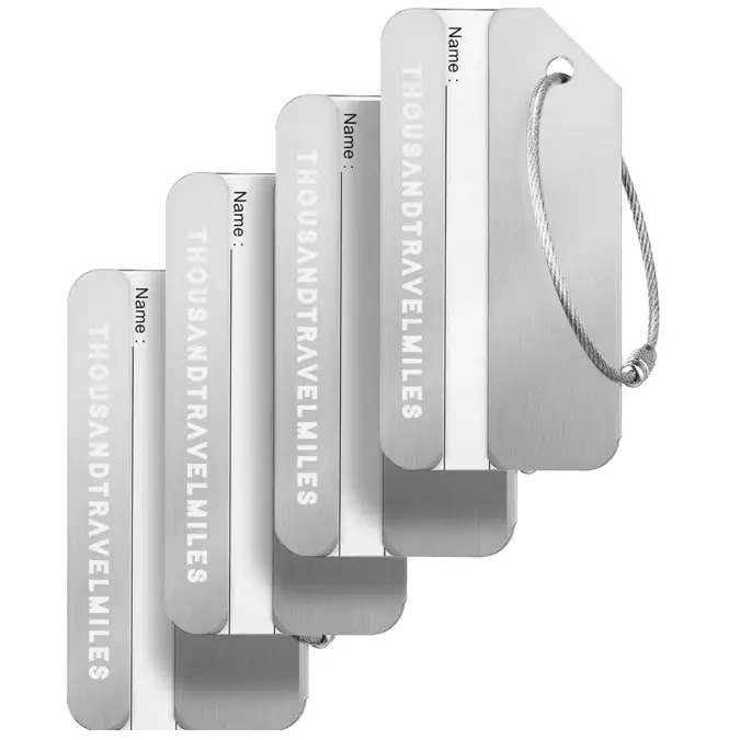 Aluminium Bagagelabel – 4 stuks – Zilver