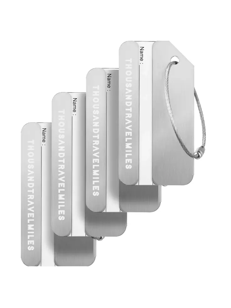 Aluminium kofferlabels – 4 stuks – Zilver