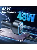 48W Autolader USB-C LED Spanningsmeter 12V