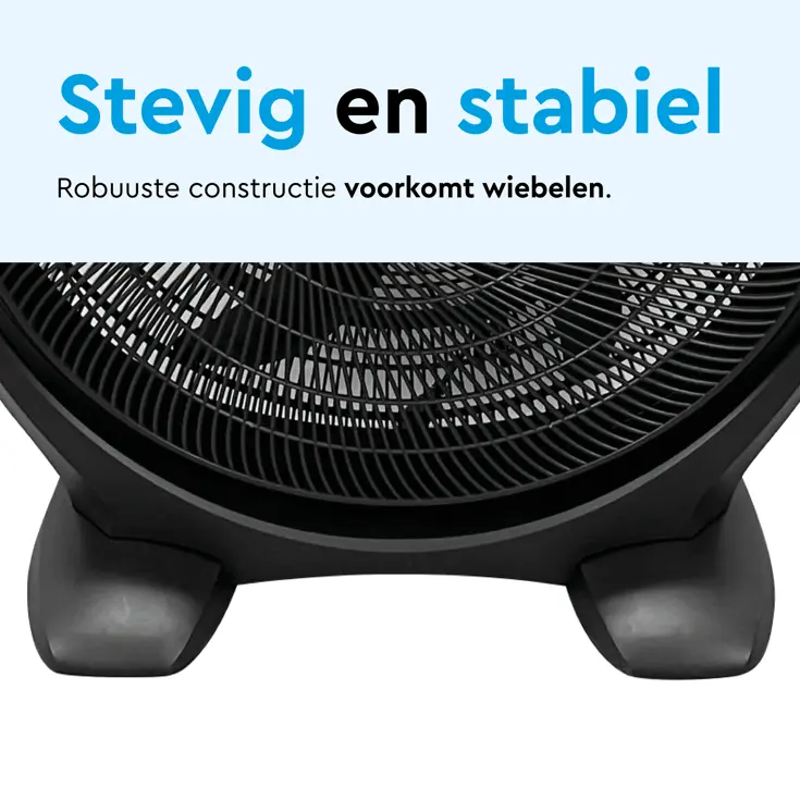 Vloerventilator 50 cm – 3 snelheden – kantelbaar