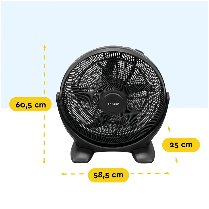 Vloerventilator 50 cm – 3 snelheden – kantelbaar