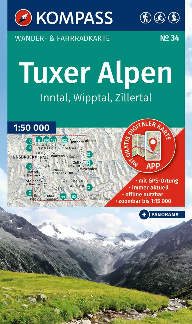 Wandelkaart WK34 Tuxer Alpen