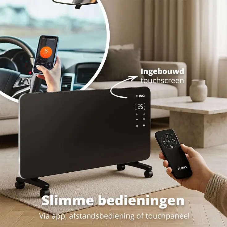 Slimme Paneelverwarmer -2000W - Zwart