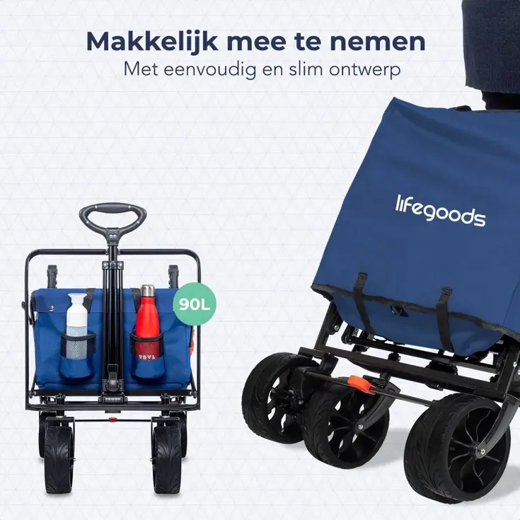 Bolderkar – Tot 120KG – 90L – Blauw