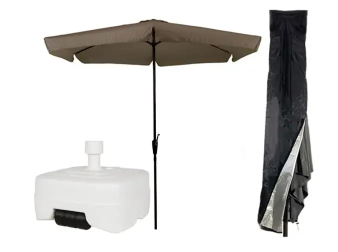 CUHOC Parasol Taupe Ø3m Met Voet En Hoes