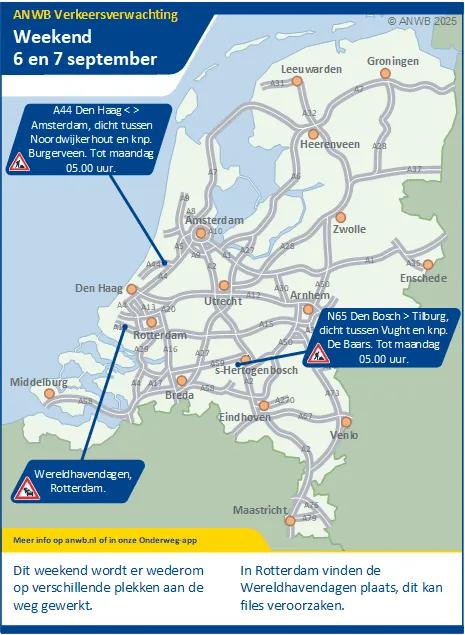 Verkeersverwachting weekend 6/7 september