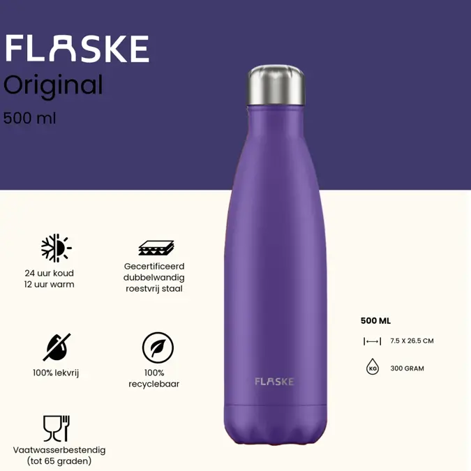 FLASKE 500 ml RVS Drinkfles
