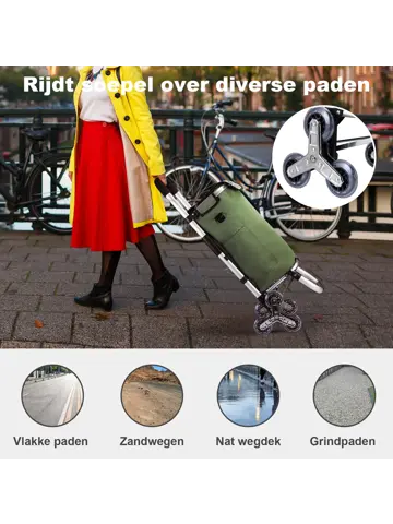 40L boodschappentrolley met trapwielen