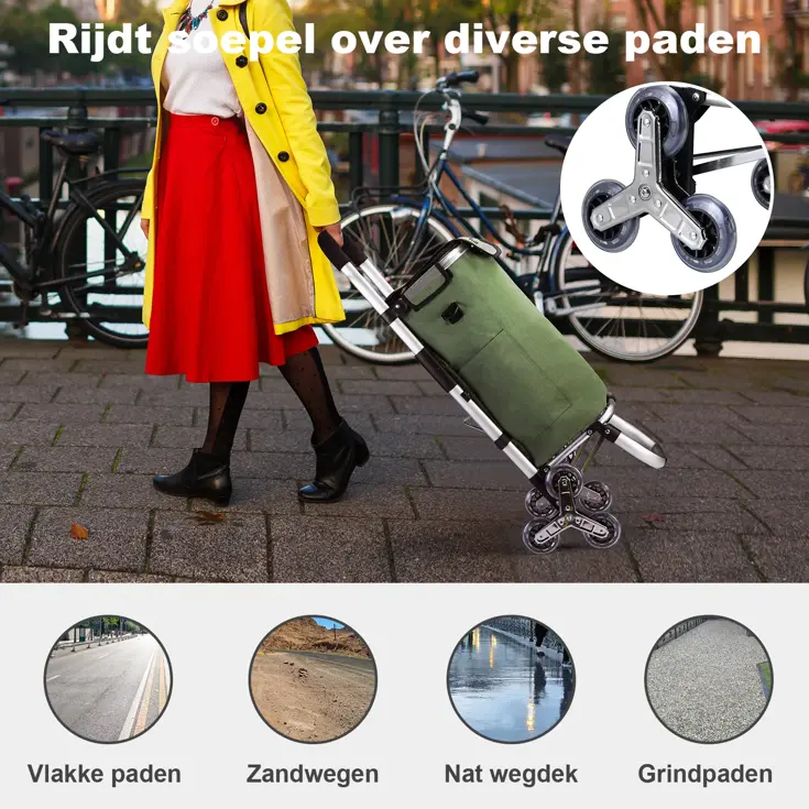 40L boodschappentrolley met trapwielen