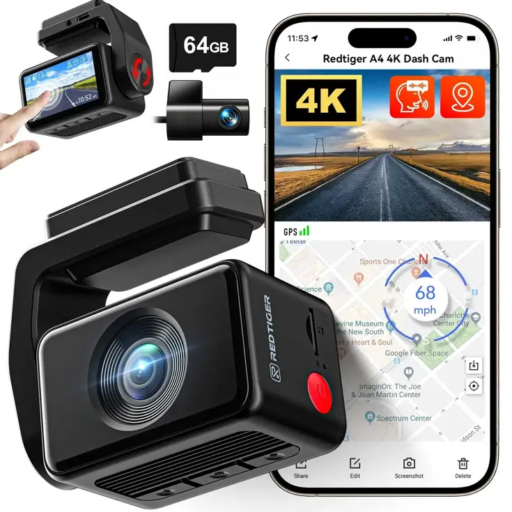 A4 4K Touch Wifi GPS 2CH 64gb dashcam