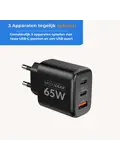 CHARGE+ 65W Oplader - USB en USB-C