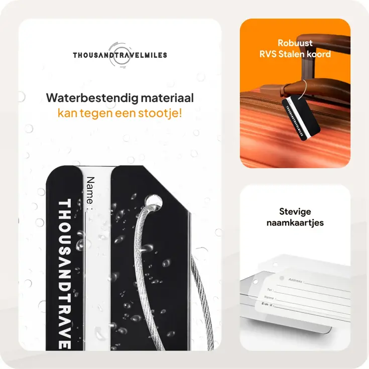 Aluminium Bagagelabel – 2 stuks – Zwart