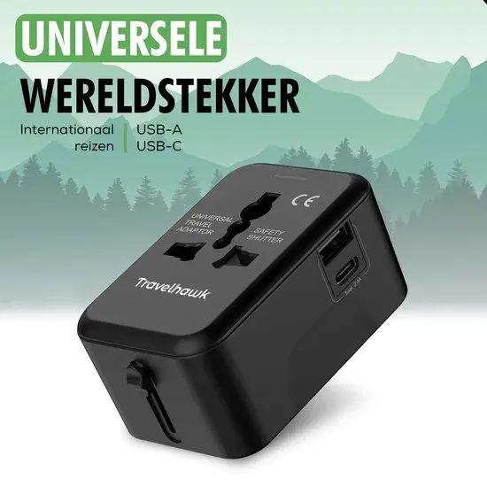 Universele Reisstekker – USB & USB-C
