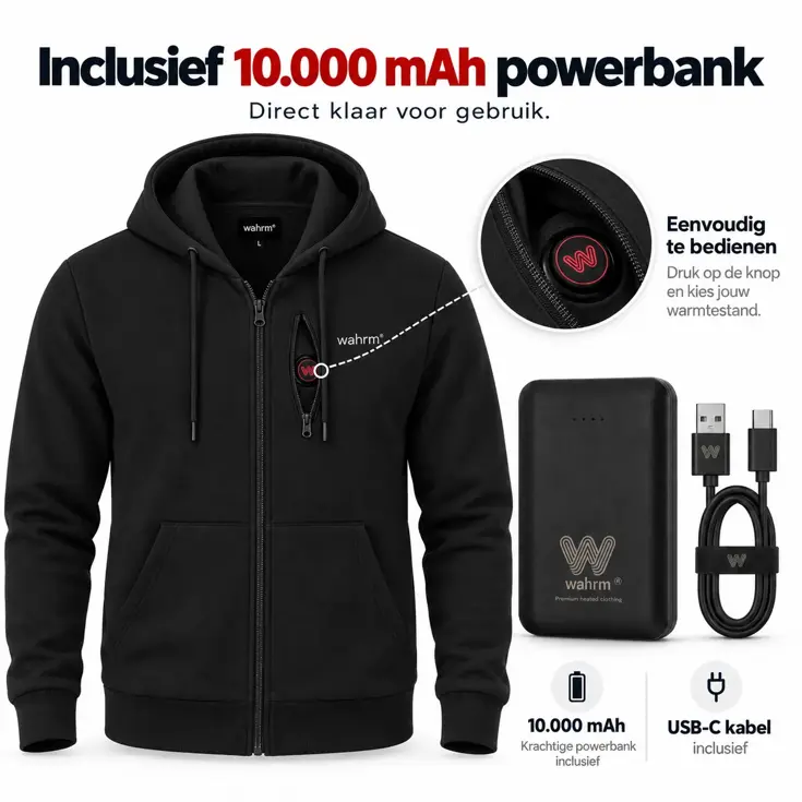 Infrarood Verwarmde Zipper Hoodie – Heren
