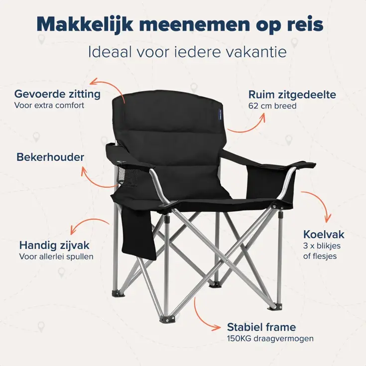 Campingstoel XL – Zwart
