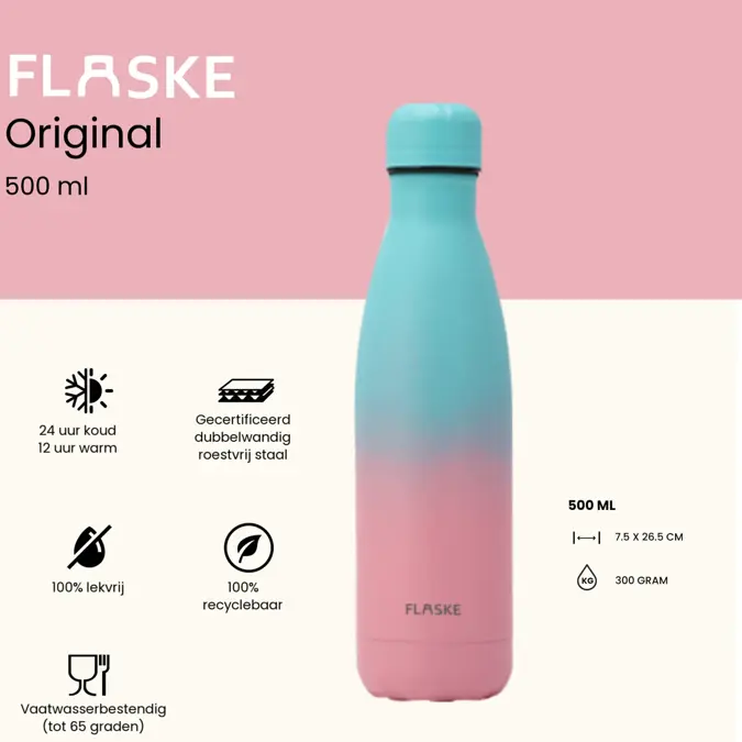 FLASKE 500 ml RVS Drinkfles