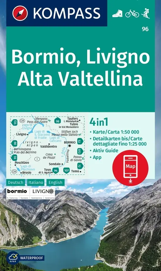 Kompass Wandelkaart WK96 Bormio - Livigno