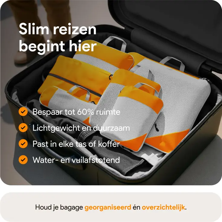 Packing cubes compressie set – 6-delig – Oranje