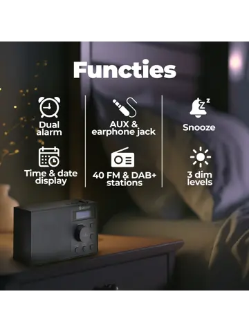 DAB51B DAB+/FM Radio Wekkerfunctie