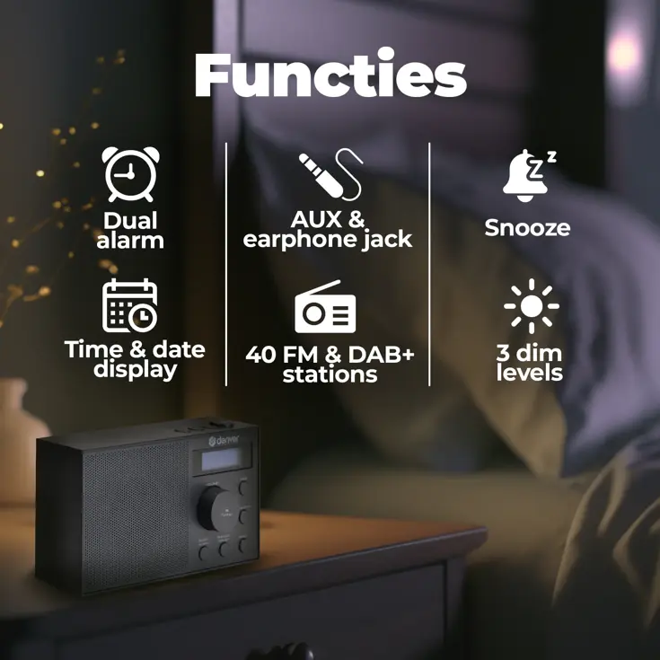 DAB51B DAB+/FM Radio Wekkerfunctie