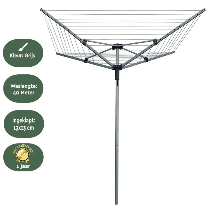 Droogmolen met grondanker en beschermhoes - 40 m