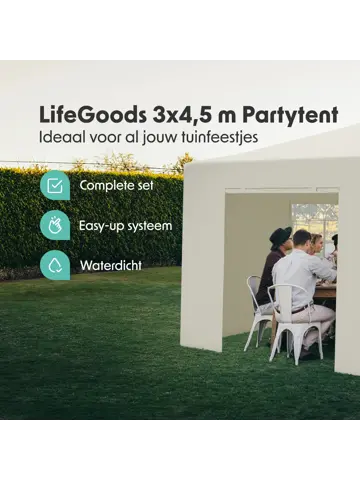 Partytent met Zijwanden – 3x4.5 m – Beige