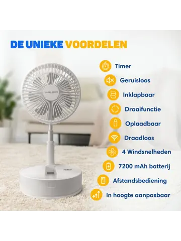Draadloze Statiefventilator - 4in1 - Inklapbaar