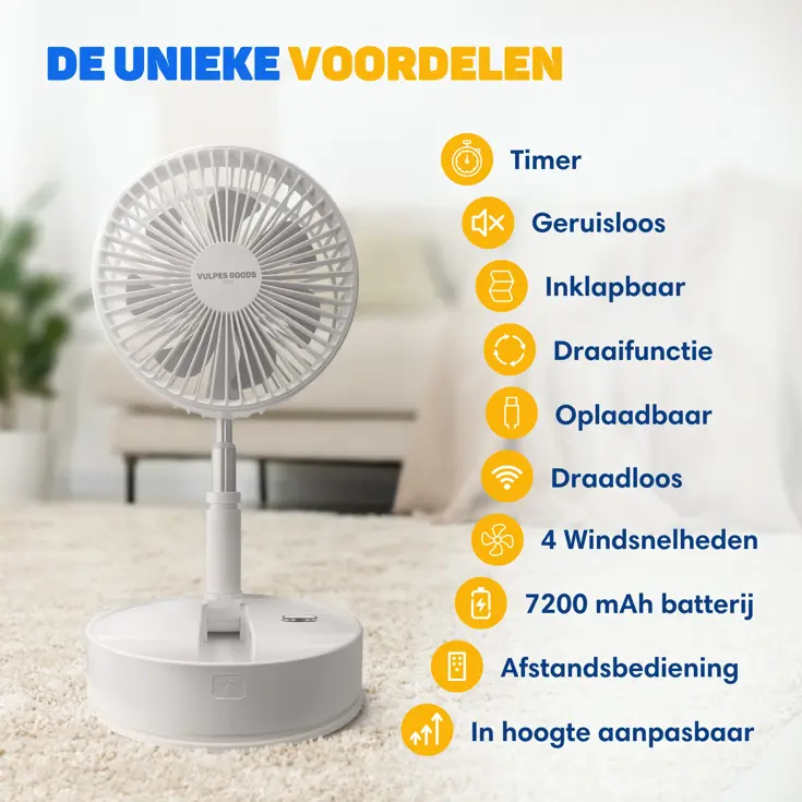 Draadloze Statiefventilator - 4in1 - Inklapbaar