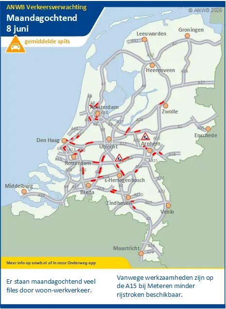 Deze maandagochtend veel files door woon-werkverkeer.