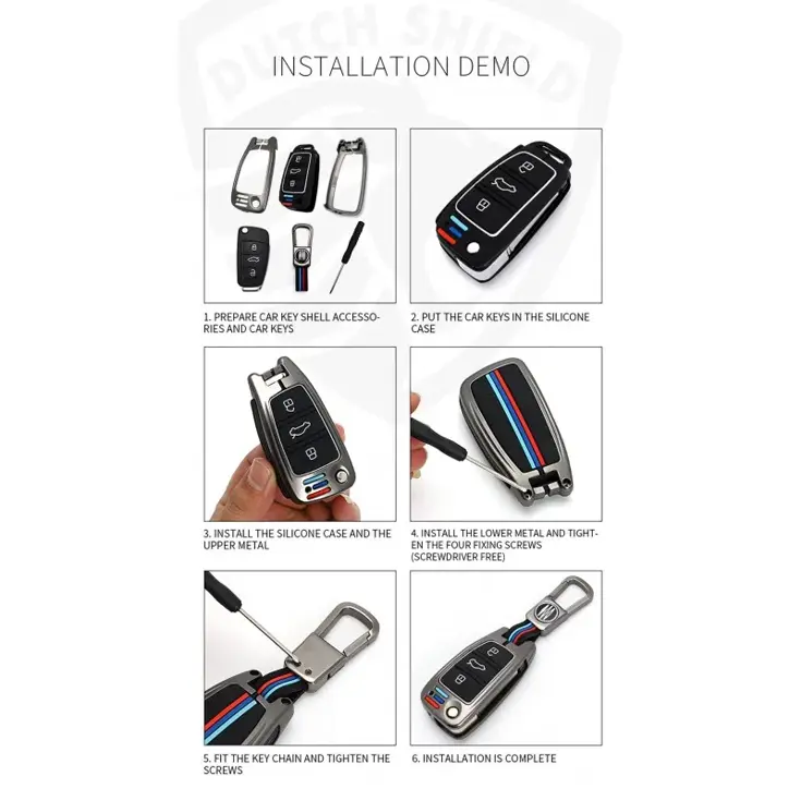 Metalen Sleutelhoesje voor Audi grijs C3