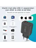 USB-C Snellader - 45W + USB-A 18W - 2m