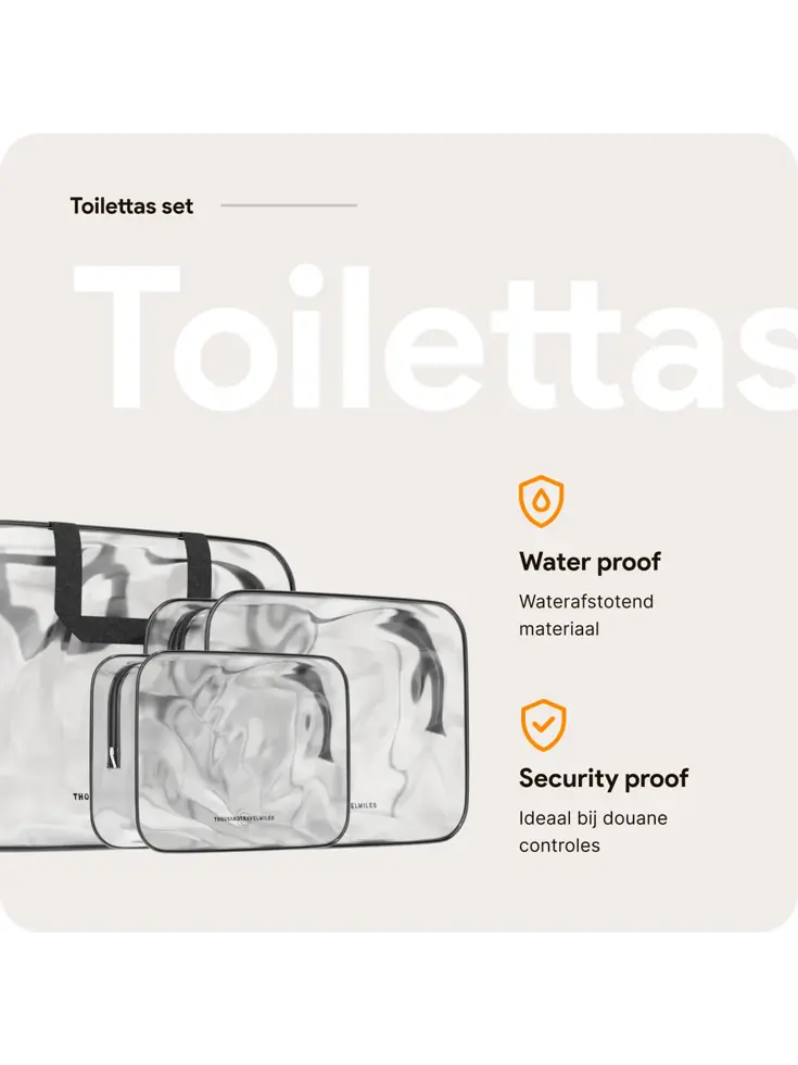 Doorzichtige Reis Toilettas - Set van 3 Stuks