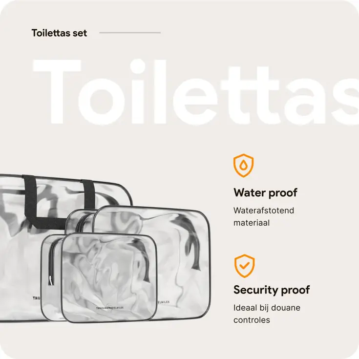 Doorzichtige toilettas – 3 stuks – Toilettas